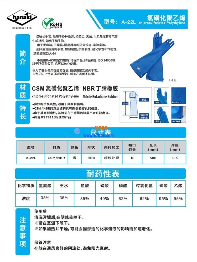 F-TELON耐酸碱手套